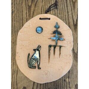 Gallery of Rich and Viv Miller Southwestern Coyote Clay Glazed Wall Plaque